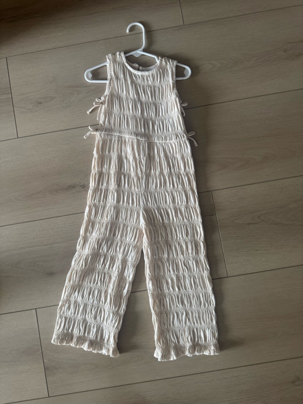 🔥Zara deal 🔥Cream Smocked Kids One-Piece Jumpsuit